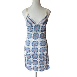 Crochet Granny Square Summer Dress Size Small